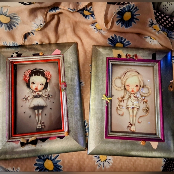 Whimsical Art Prints in Silver and Gold Frames - Picture 1 of 5